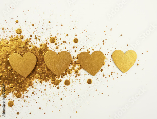 A Splash of Metallic Gold Paint Thrown Diagonally Across the Card, with Some Areas Forming Heart Shapes