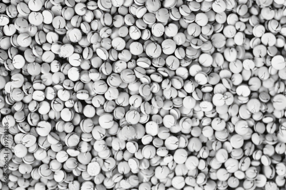 Close-up view of a large amount of white tablets against a neutral blurred backdrop. Close-up view of a large amount of white tablets against a neutral blurred backdrop.