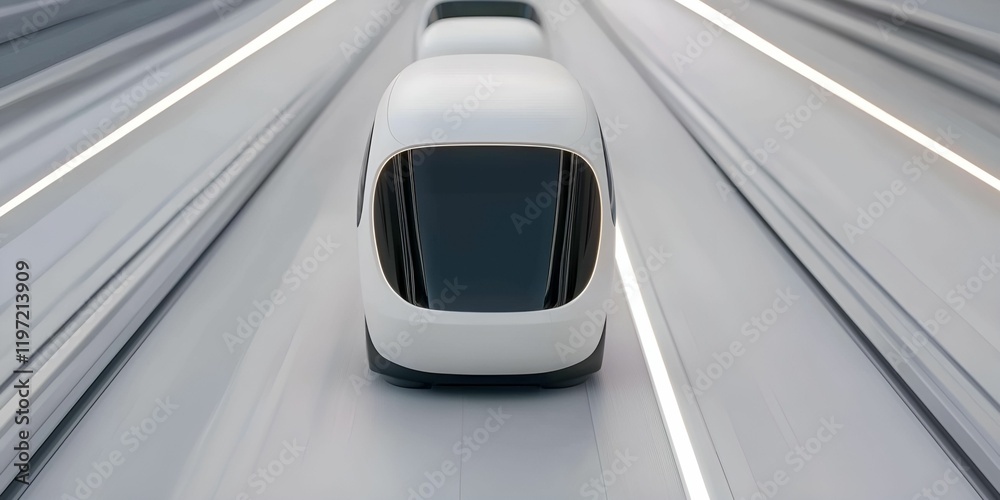 Fototapeta premium Future consumer concept. Autonomous vehicle on a futuristic roadway, showcasing modern transportation technology.