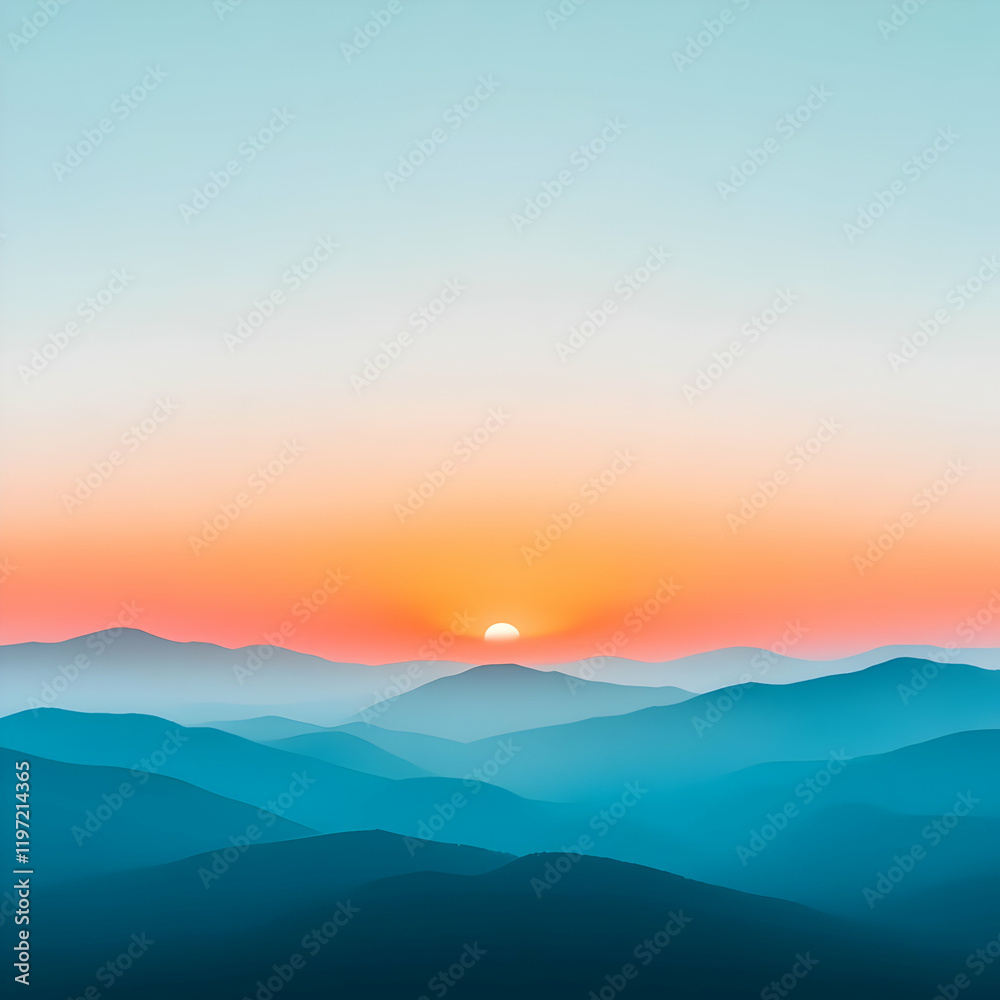 Sunset Mountainscape Illustration Sunset Mountainscape Illustration