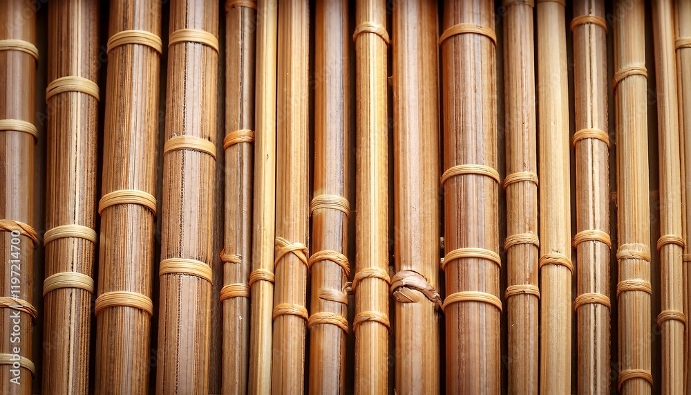 Fototapeta premium Natural japanese bamboo stalks creating a warm background