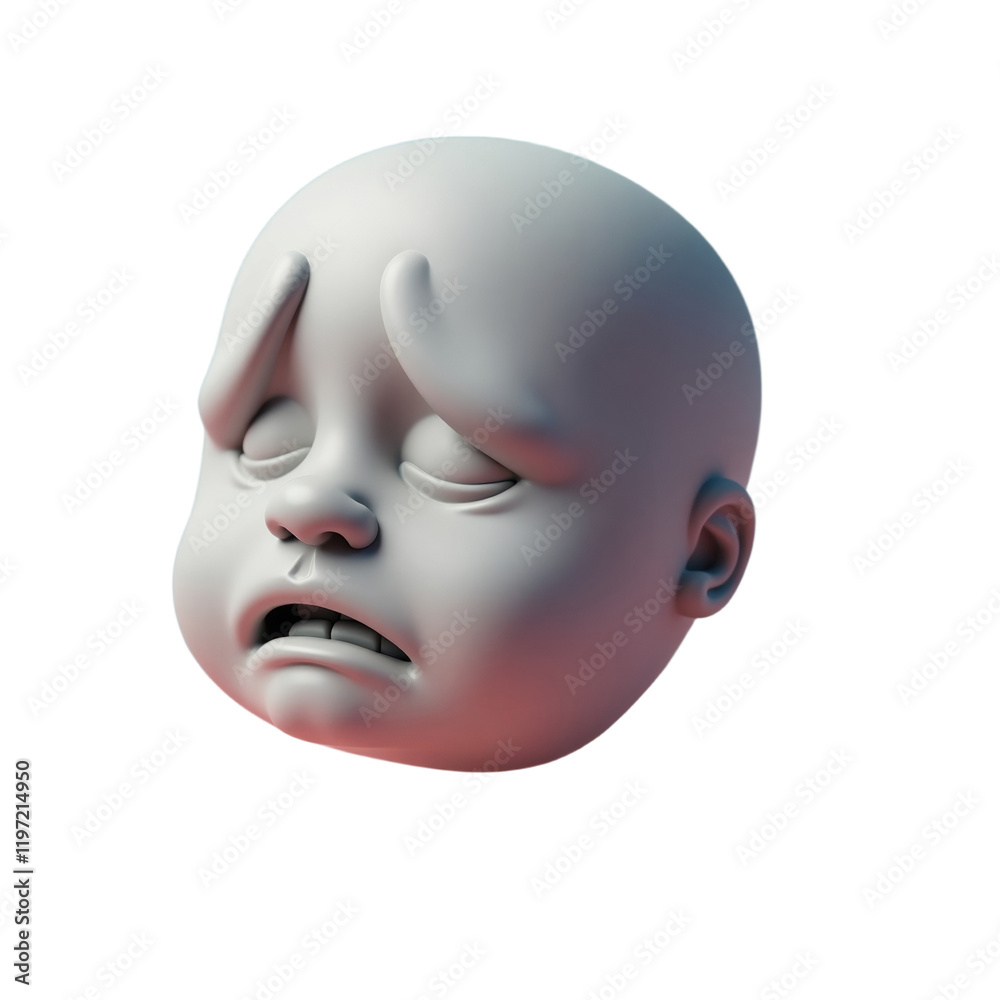 3d rendered model of a baby's showing a worried expression 3d rendered model of a baby's showing a worried expression