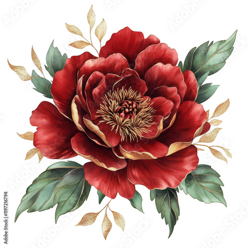 Vibrant red peony flower arrangement botanical art nature elegant design close-up view floral beauty