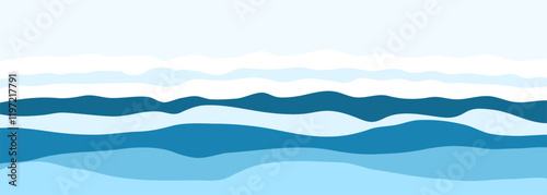 Sea or ocean waves. Blue layered vector background. Vector illustration wide pattern