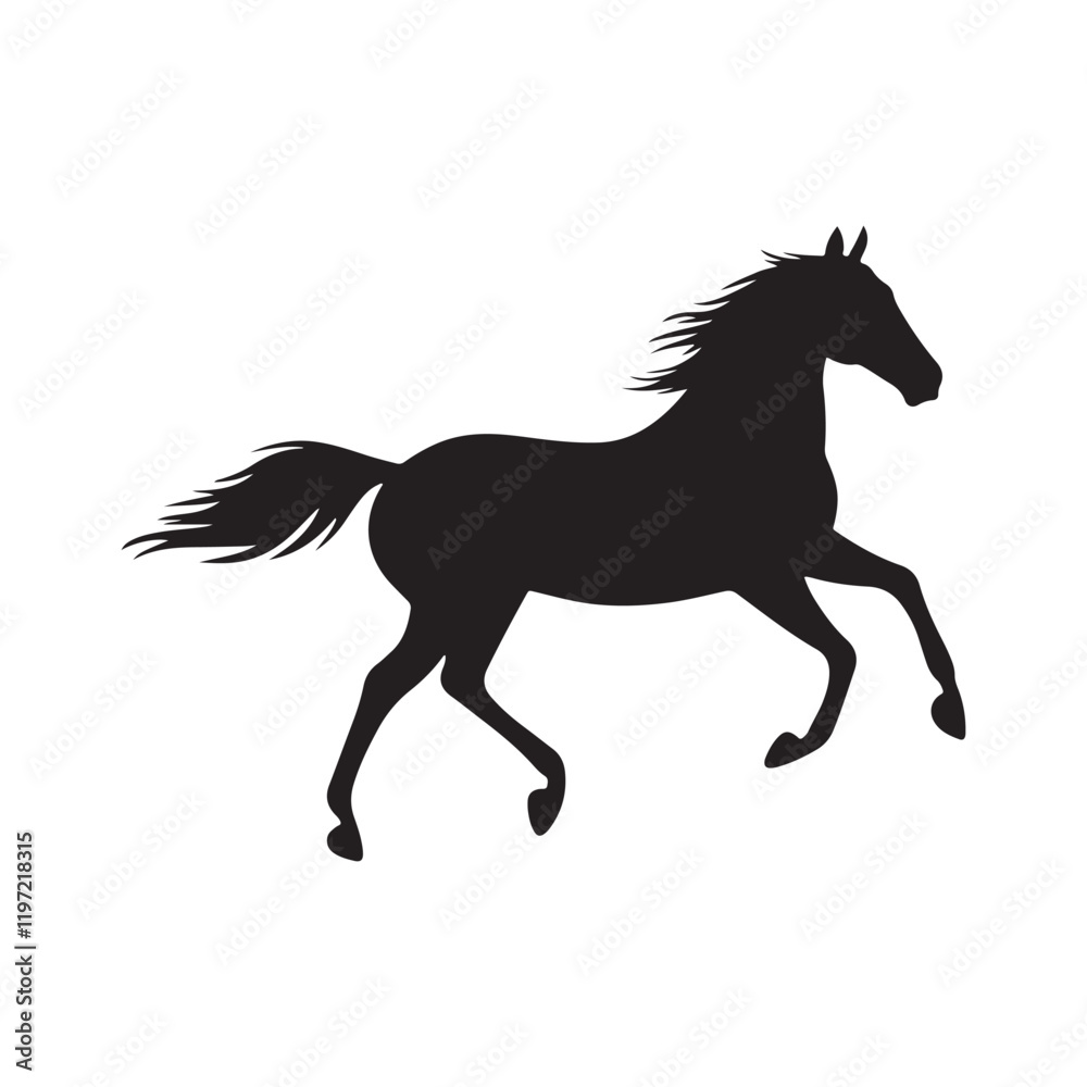 Stallion horse running pose silhouette vector illustration