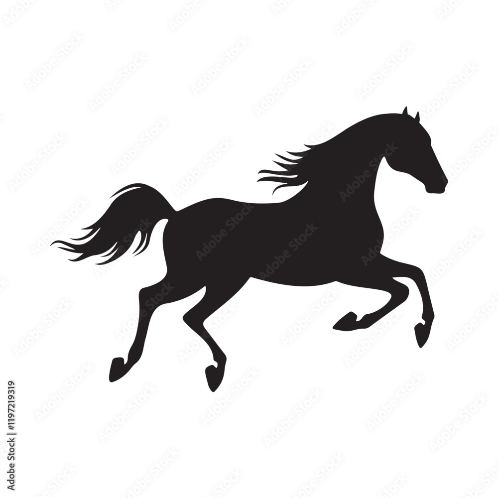 Obraz premium Derby horse running pose silhouette vector illustration