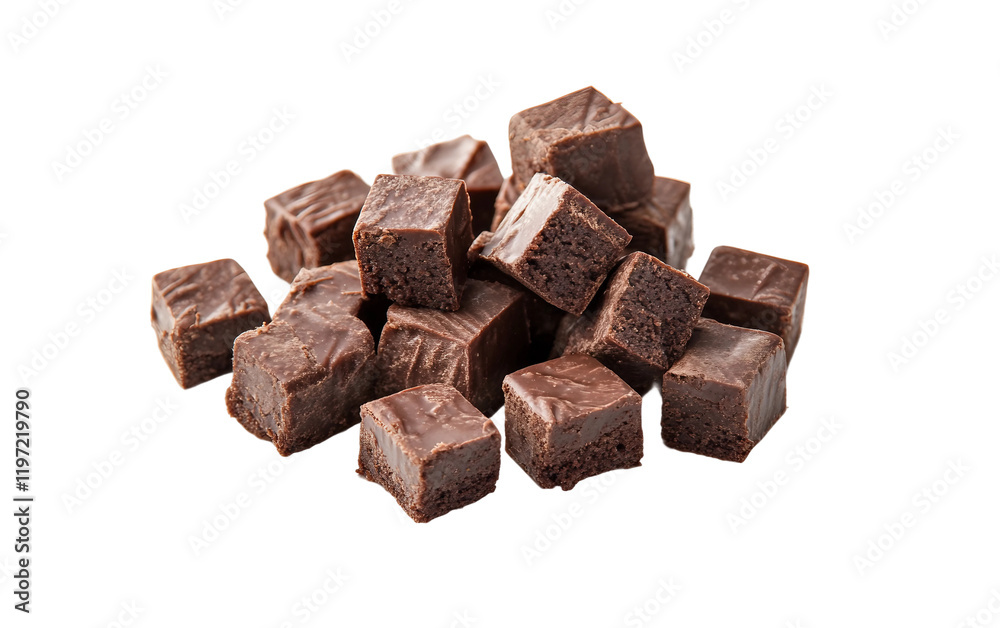 Chocolate Chunk Brownie Cubes isolated on transparent Background Chocolate Chunk Brownie Cubes isolated on transparent Background