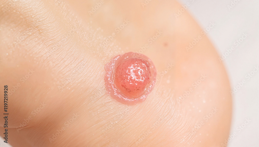 Fototapeta premium Clinical Skin Lesion in Pink-Red Tones for Medical Documentation