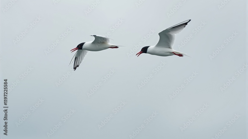 Obraz premium Two Seagulls in Flight