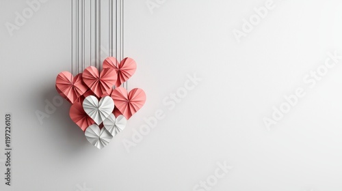 Valentine's day paper heart decorations indoor art display minimalist photo