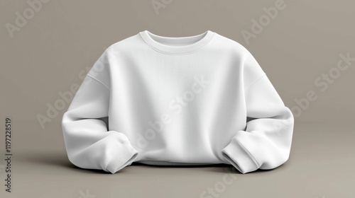 A plain white sweatshirt mockup showcasing minimal design and texture against a neutral background. Perfect for branding or identity purposes.
