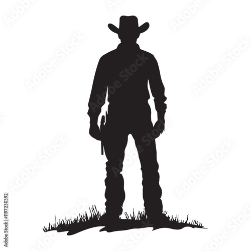 country cowboy silhouette vector illustration