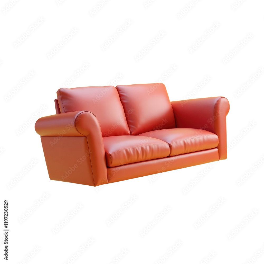 Fototapeta premium floating red leather sofa against a pale yellow background
