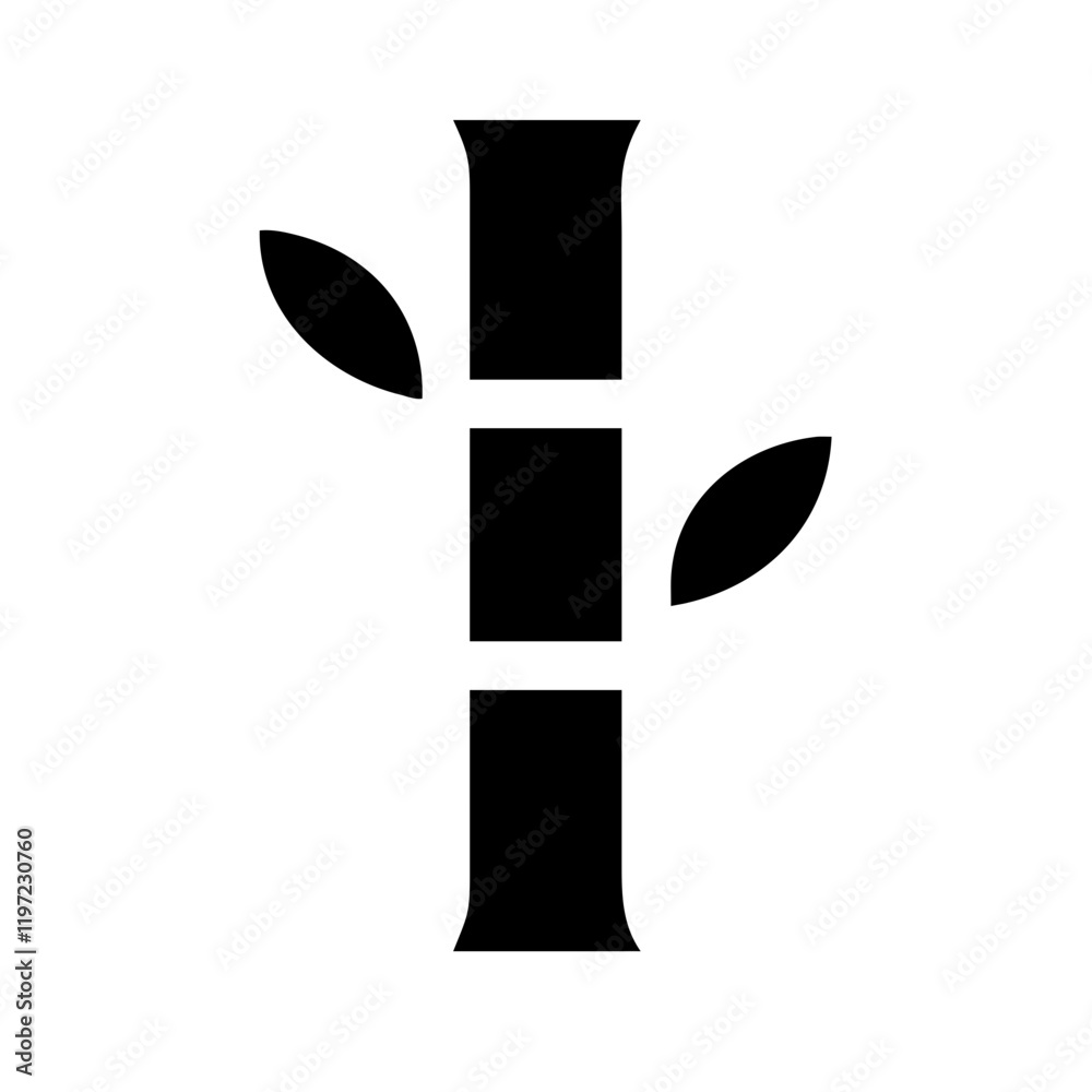 Black bamboo icon with leaves Black bamboo icon with leaves