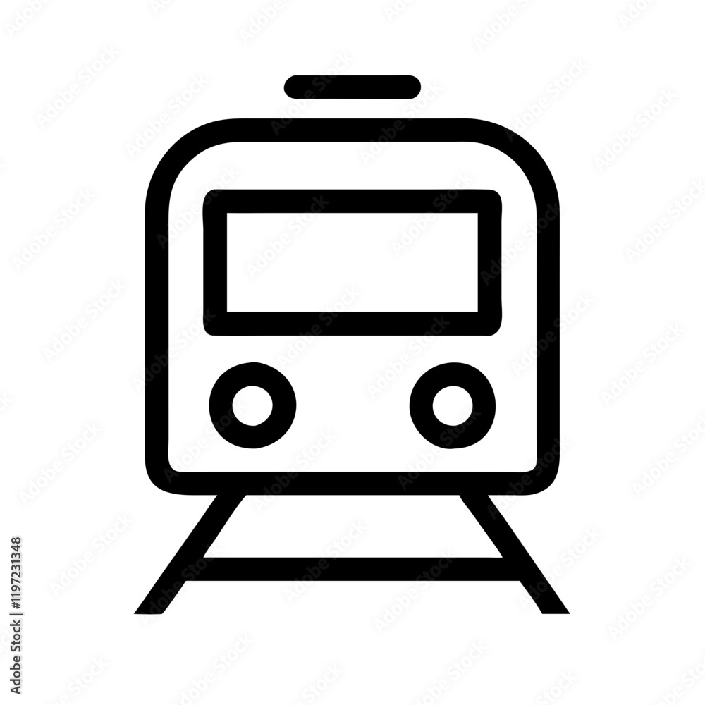 Train icon front view in minimalist style Train icon front view in minimalist style