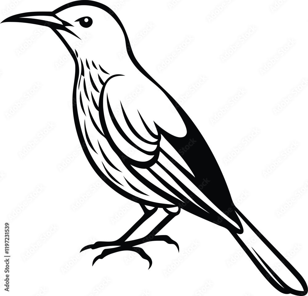 Obraz premium Olive-backed Sunbird silhouette vector illustration, Olive-backed Sunbird line art vector, Olive-backed Sunbird vector design