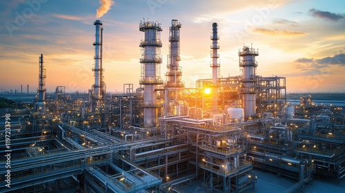 Wallpaper Mural Close-up view of towering cracking units and reactor vessels, machinery weaving through in a massive petrochemical facility. Torontodigital.ca