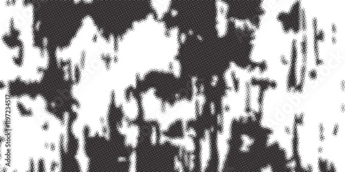 Halftone faded gradient texture. Grunge halftone grit background. White and black sand noise wallpaper. Retro pixilated vector backdrop