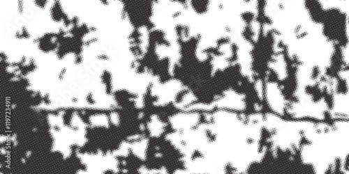 Halftone faded gradient texture. Grunge halftone grit background. White and black sand noise wallpaper. Retro pixilated vector backdrop