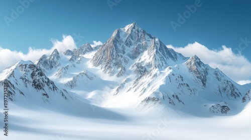 Wallpaper Mural Majestic snow covered mountain range under a clear blue sky with soft clouds drifting above at midday. Generative AI Torontodigital.ca