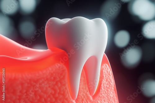 Detailed view of a healthy tooth structure on vibrant gum tissue