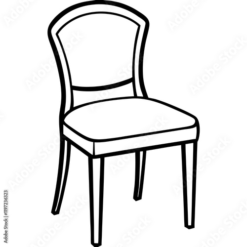 Dining chair line art vector illustration