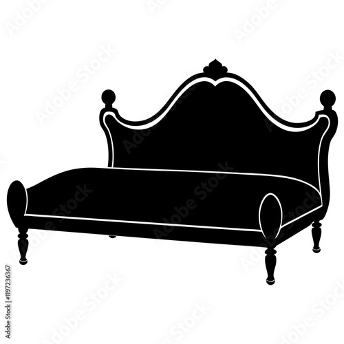 Divan bed silhouette vector illustration