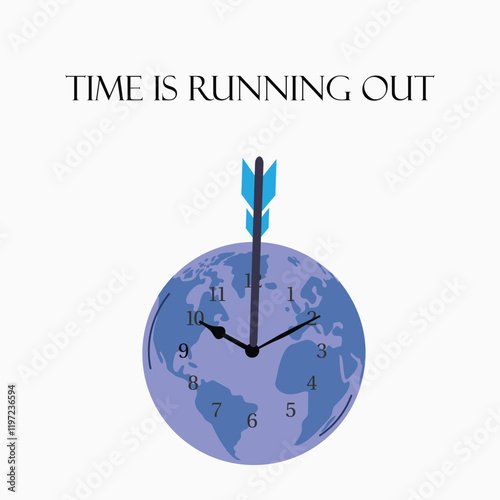 Globe clock time running out modern technology vector design illustration.