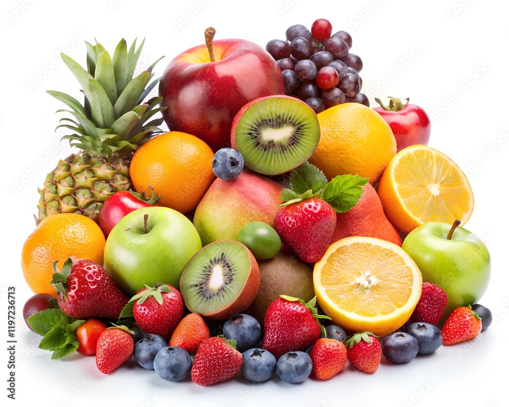 fresh fruits isolated on a white background fresh fruits isolated on a white background