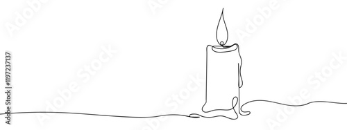 The candle that has been lit Line art vector illustration with transparent background editable stroke.