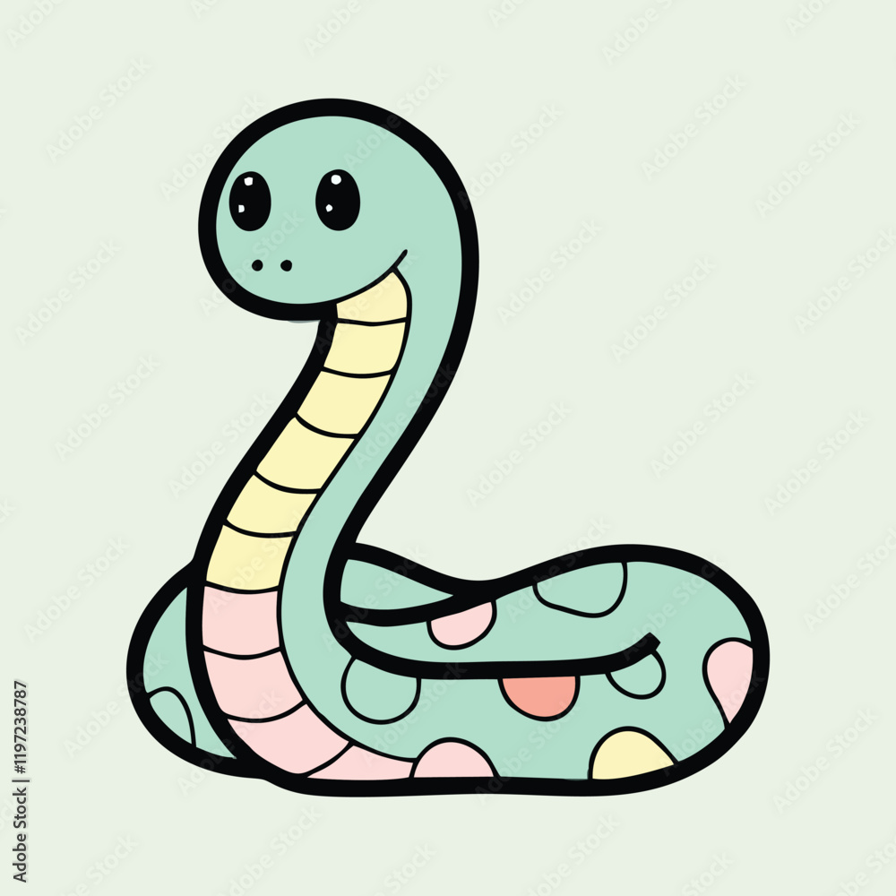 Fototapeta premium Adorable Cartoon Snake Illustration - Cute Vector Design