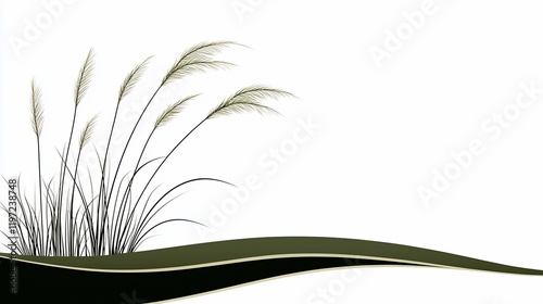 Elegant illustration of swaying pampas grass against a white background.