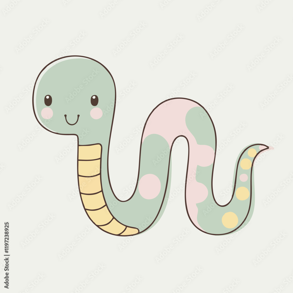 Adorable Cartoon Snake Illustration - Cute Vector Design Adorable Cartoon Snake Illustration - Cute Vector Design