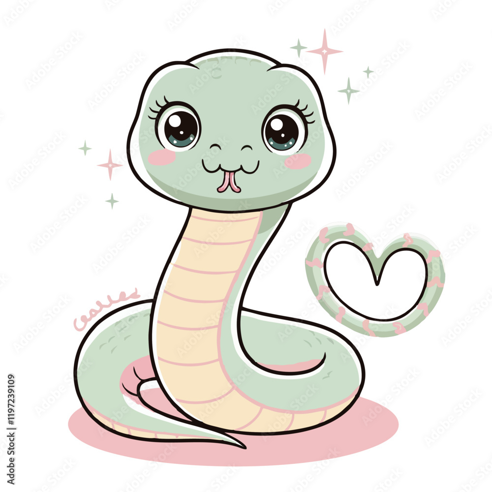 Fototapeta premium Adorable Cartoon Snake Illustration - Cute Vector Design