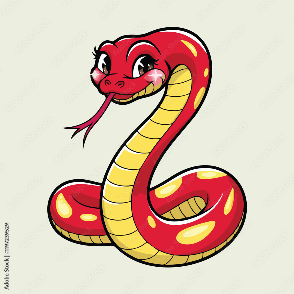 Fototapeta premium Adorable Cartoon Snake Illustration - Cute Vector Design