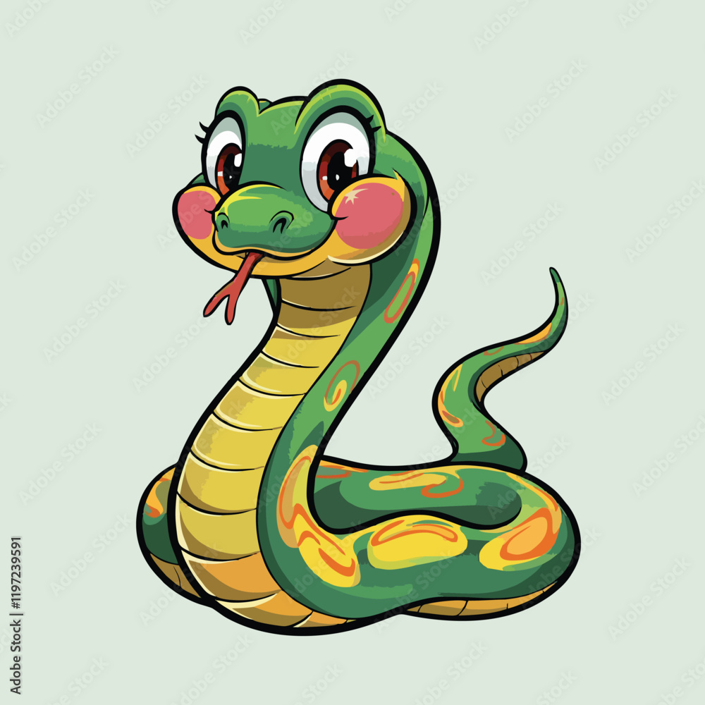 Fototapeta premium Adorable Cartoon Snake Illustration - Cute Vector Design