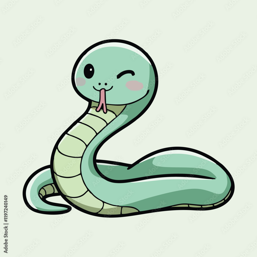 Fototapeta premium Adorable Cartoon Snake Illustration - Cute Vector Design