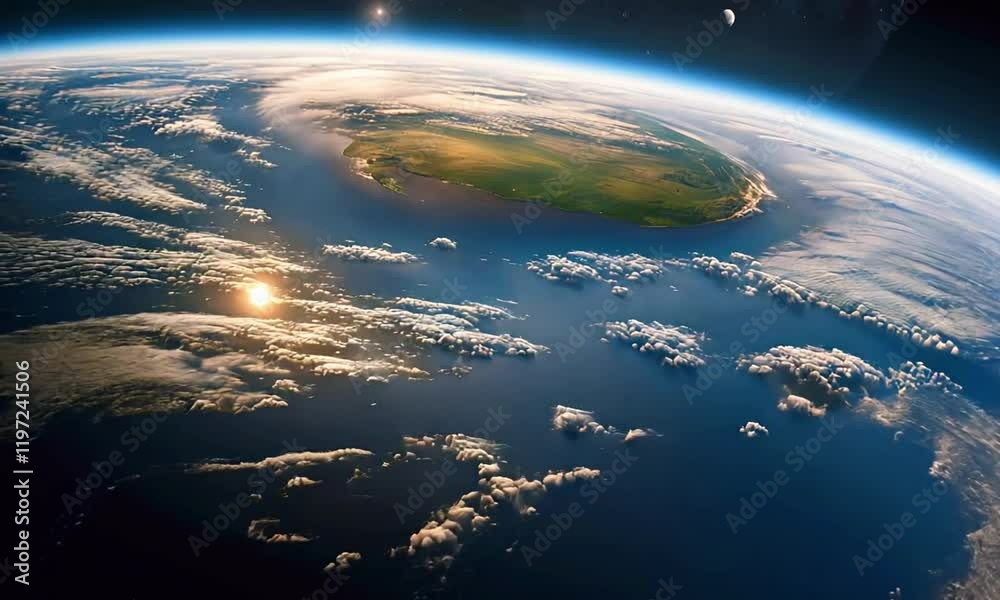 Beautiful earth planet scene. Space Zoom spinning view, Concept of climate change, day and night, cities lights, 4k Animation Video