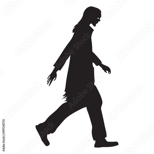 Zombie walking silhouette vector illustration
