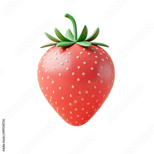 3d render of a red strawberry with golden seeds on pink background
