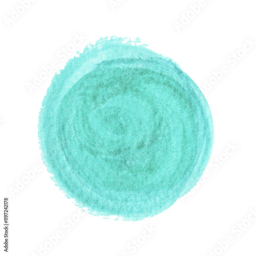 Round pearl blue spot of paint, abstract watercolor background. Simple textured circle painted with paint for design.