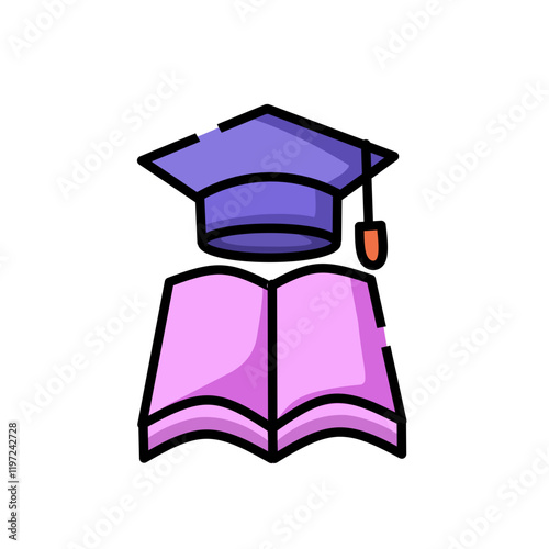 book icon and toga hat above it