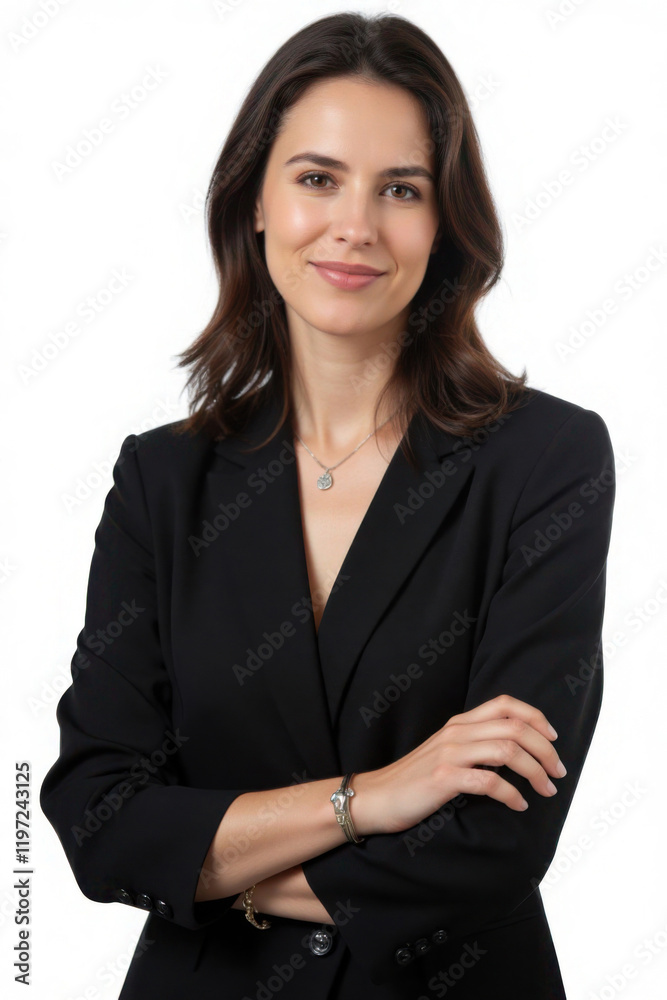 Businesswoman with arms crossed on clean white background Businesswoman with arms crossed on clean white background