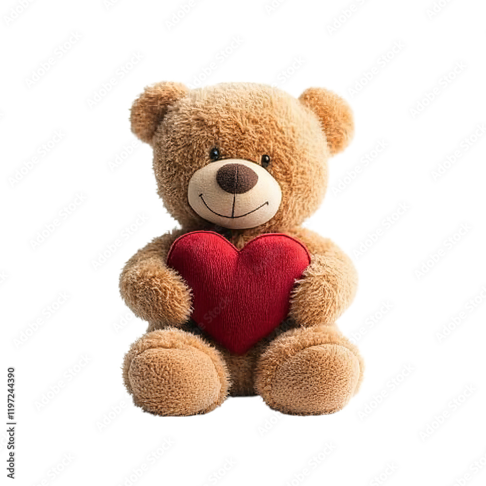 Obraz premium Cute Bear Holding Heart on Isolated Background for Amazing Design
