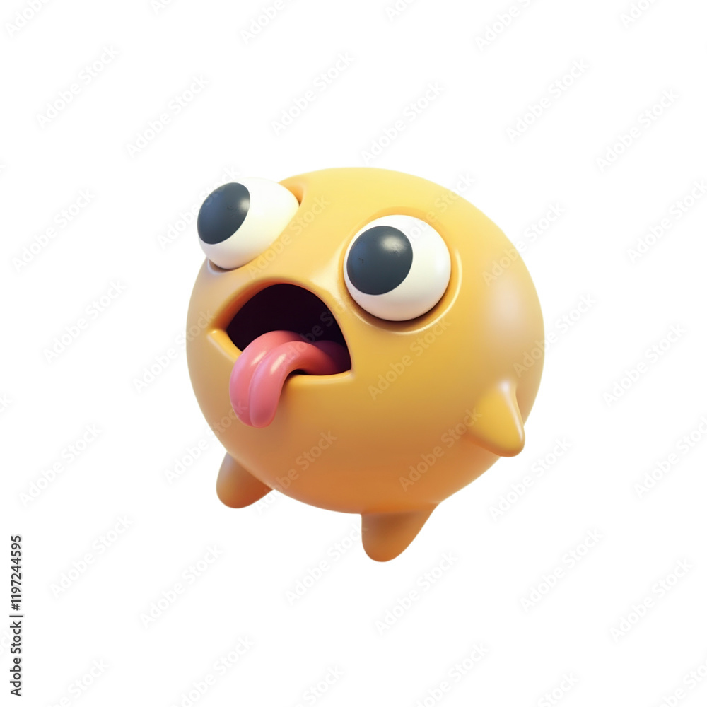 playful 3d render of a cute round character with tongue out playful 3d render of a cute round character with tongue out