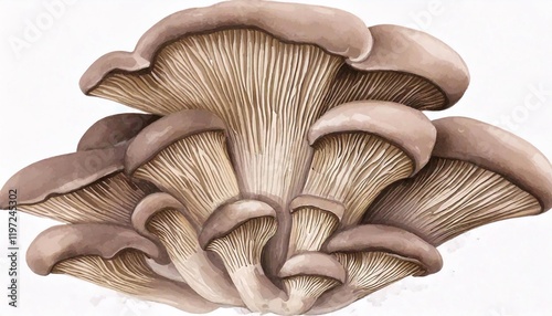 Vibrant oyster mushroom watercolor showcasing natural beauty and detail