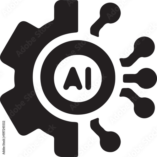 The illustration of a half gear icon with AI technology settings