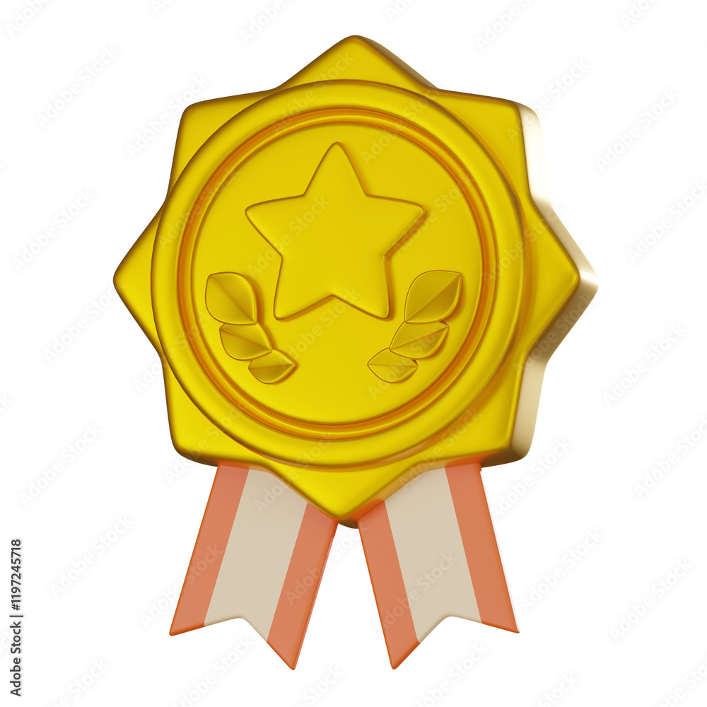 3D render, Elegant Star Badge Icon for Awards and Recognition, Icon Illustration 3D render, Elegant Star Badge Icon for Awards and Recognition, Icon Illustration