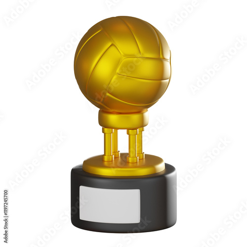 3D render, volleyball Trophy for Championship Awards, Icon Illustration