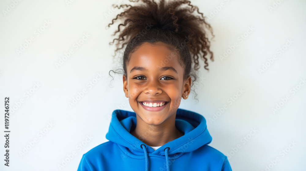 A Portrait of a Mixed-Race Teenage Girl with Curly Hair in a High-Neck Sweater, Exuding Confidence and Youthful Energy A Portrait of a Mixed-Race Teenage Girl with Curly Hair in a High-Neck Sweater, Exuding Confidence and Youthful Energy
